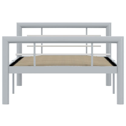 Estrutura de cama 90x200 cm metal cinzento e branco