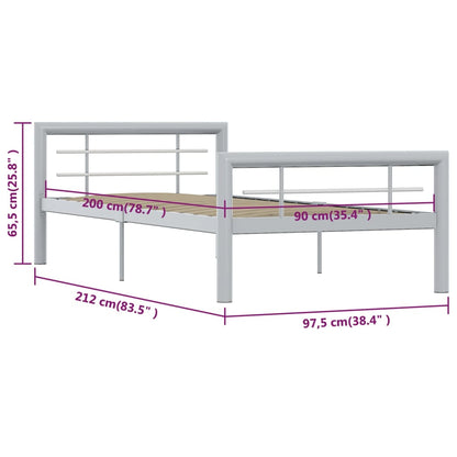 Estrutura de cama 90x200 cm metal cinzento e branco