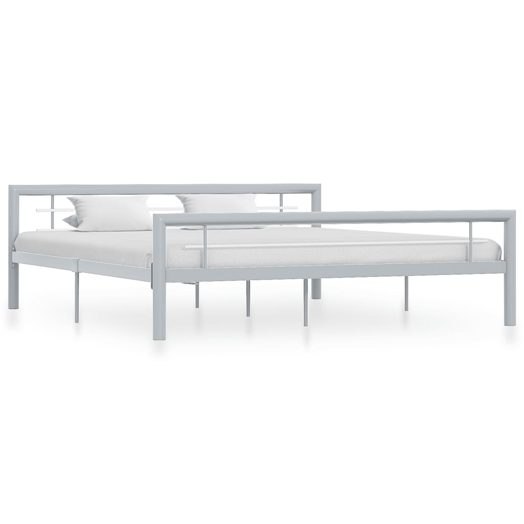 Estrutura de cama 180x200 cm metal cinzento e branco