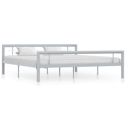 Estrutura de cama 180x200 cm metal cinzento e branco
