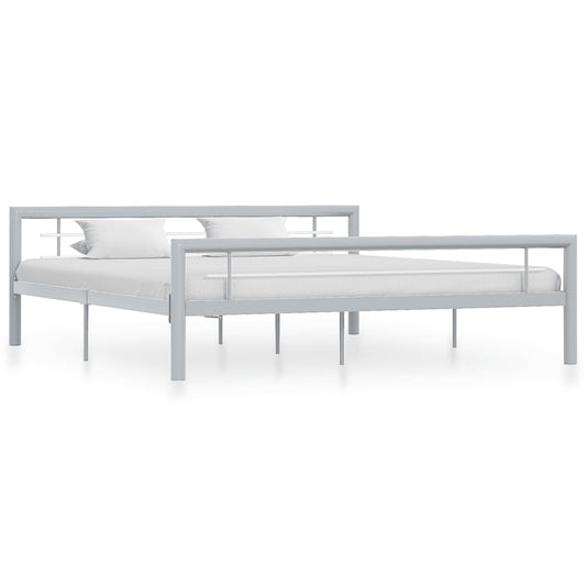 Estrutura de cama 180x200 cm metal cinzento e branco