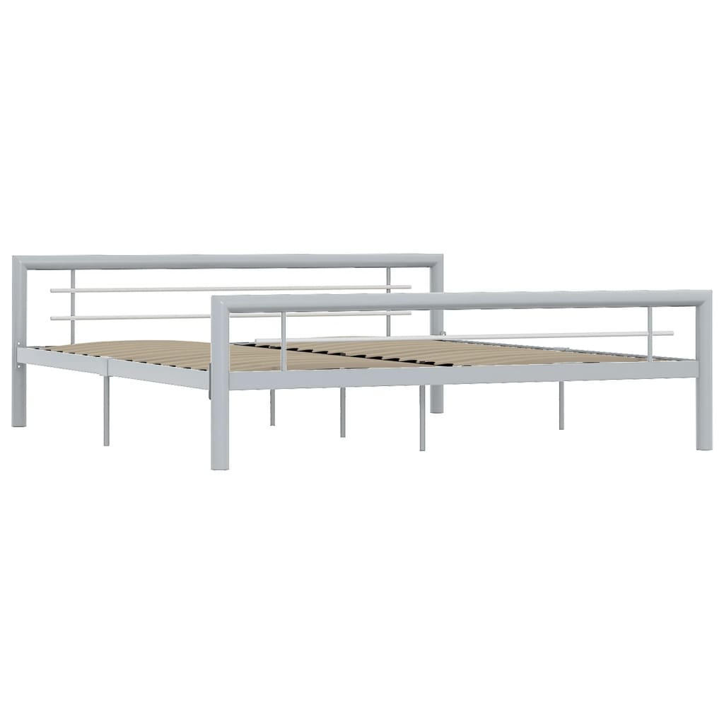 Estrutura de cama 180x200 cm metal cinzento e branco