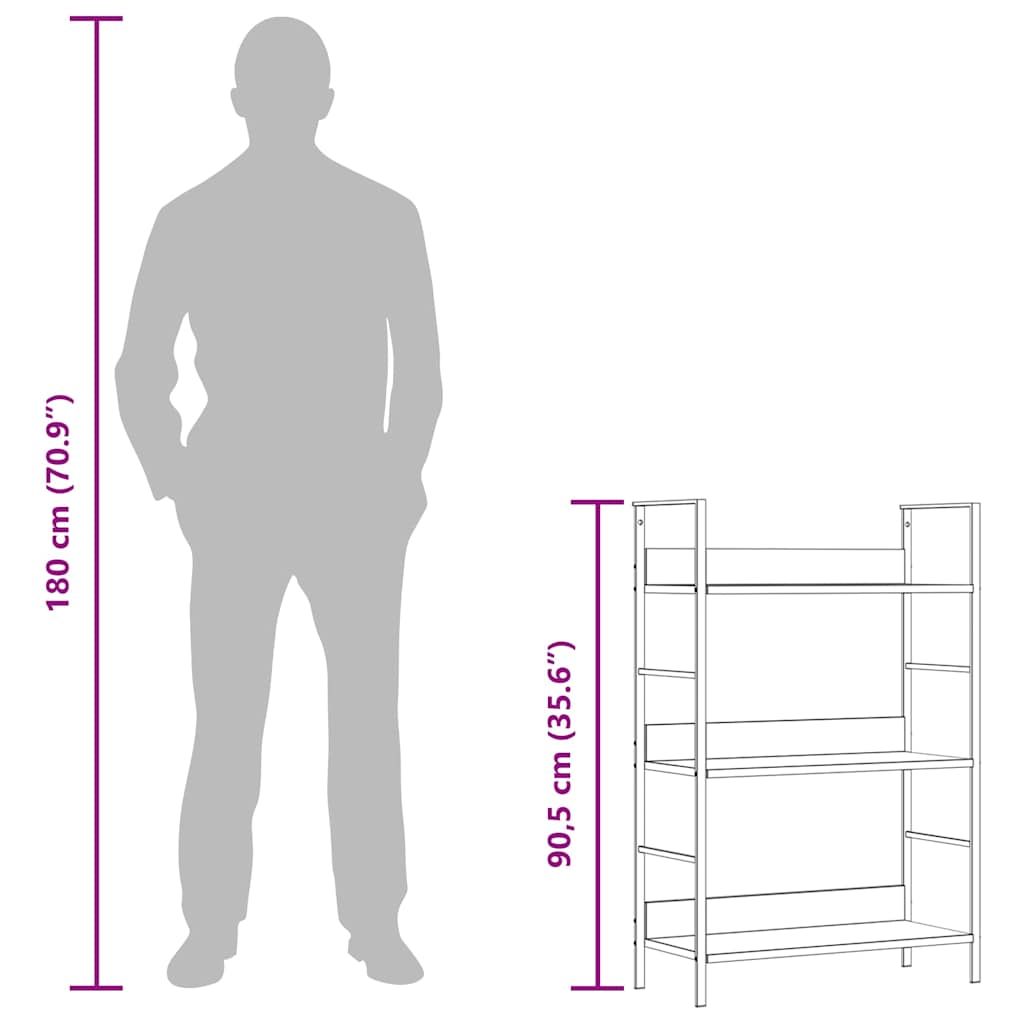 Estante com 3 prateleiras derivados de madeira preto