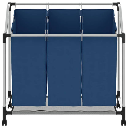 Separador de roupa suja com 3 sacos aço azul