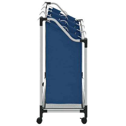 Separador de roupa suja com 3 sacos aço azul