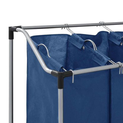 Separador de roupa suja com 3 sacos aço azul