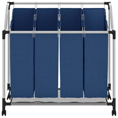 Separador de roupa suja com 4 sacos aço azul