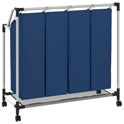 Separador de roupa suja com 4 sacos aço azul