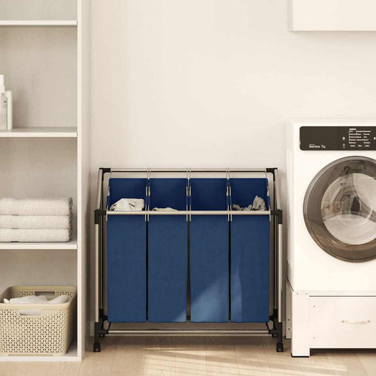 Separador de roupa suja com 4 sacos aço azul