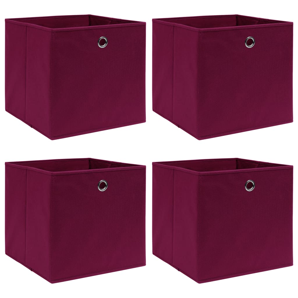 Caixas de arrumação 4 pcs 32x32x32 cm tecido vermelho escuro
