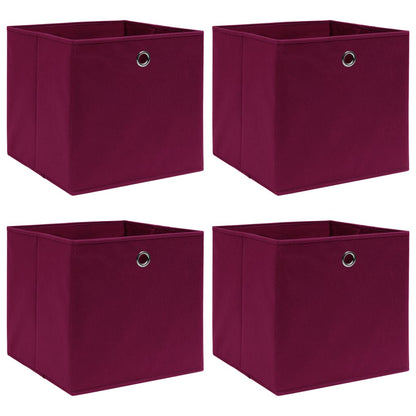 Caixas de arrumação 4 pcs 32x32x32 cm tecido vermelho escuro