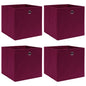 Caixas de arrumação 4 pcs 32x32x32 cm tecido vermelho escuro