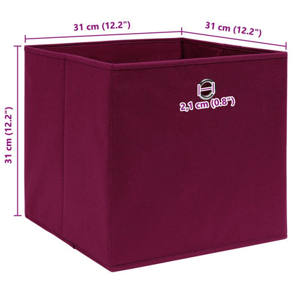 Caixas de arrumação 4 pcs 32x32x32 cm tecido vermelho escuro