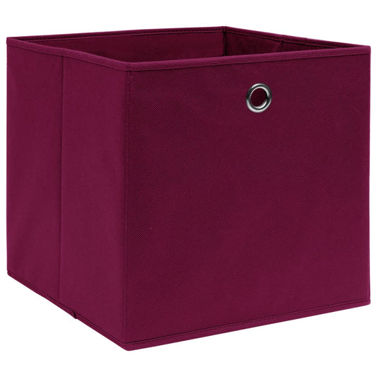 Caixas de arrumação 10 pcs 32x32x32 cm tecido vermelho escuro