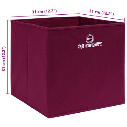 Caixas de arrumação 10 pcs 32x32x32 cm tecido vermelho escuro