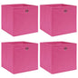 Caixas de arrumação 4 pcs 32x32x32 cm tecido rosa
