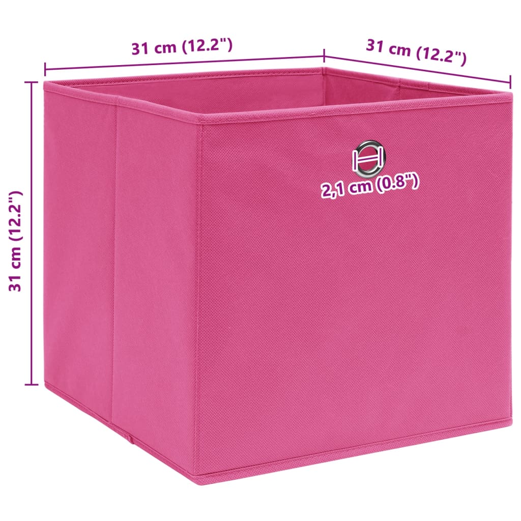Caixas de arrumação 4 pcs 32x32x32 cm tecido rosa