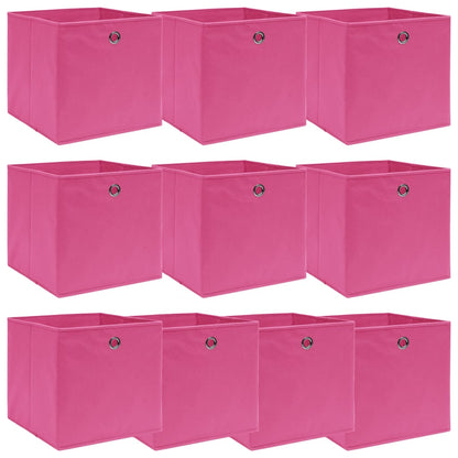 Caixas de arrumação 10 pcs 32x32x32 cm tecido rosa