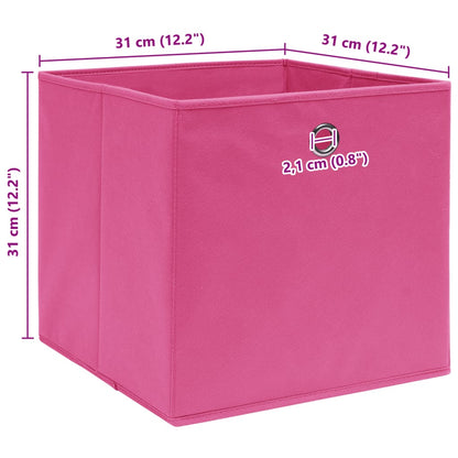 Caixas de arrumação 10 pcs 32x32x32 cm tecido rosa