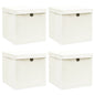 Caixas de arrumação com tampas 4 pcs 32x32x32 cm tecido branco