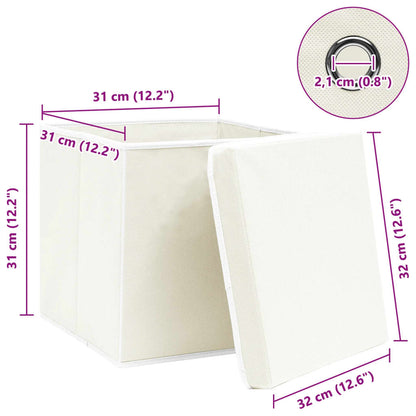 Caixas de arrumação com tampas 4 pcs 32x32x32 cm tecido branco