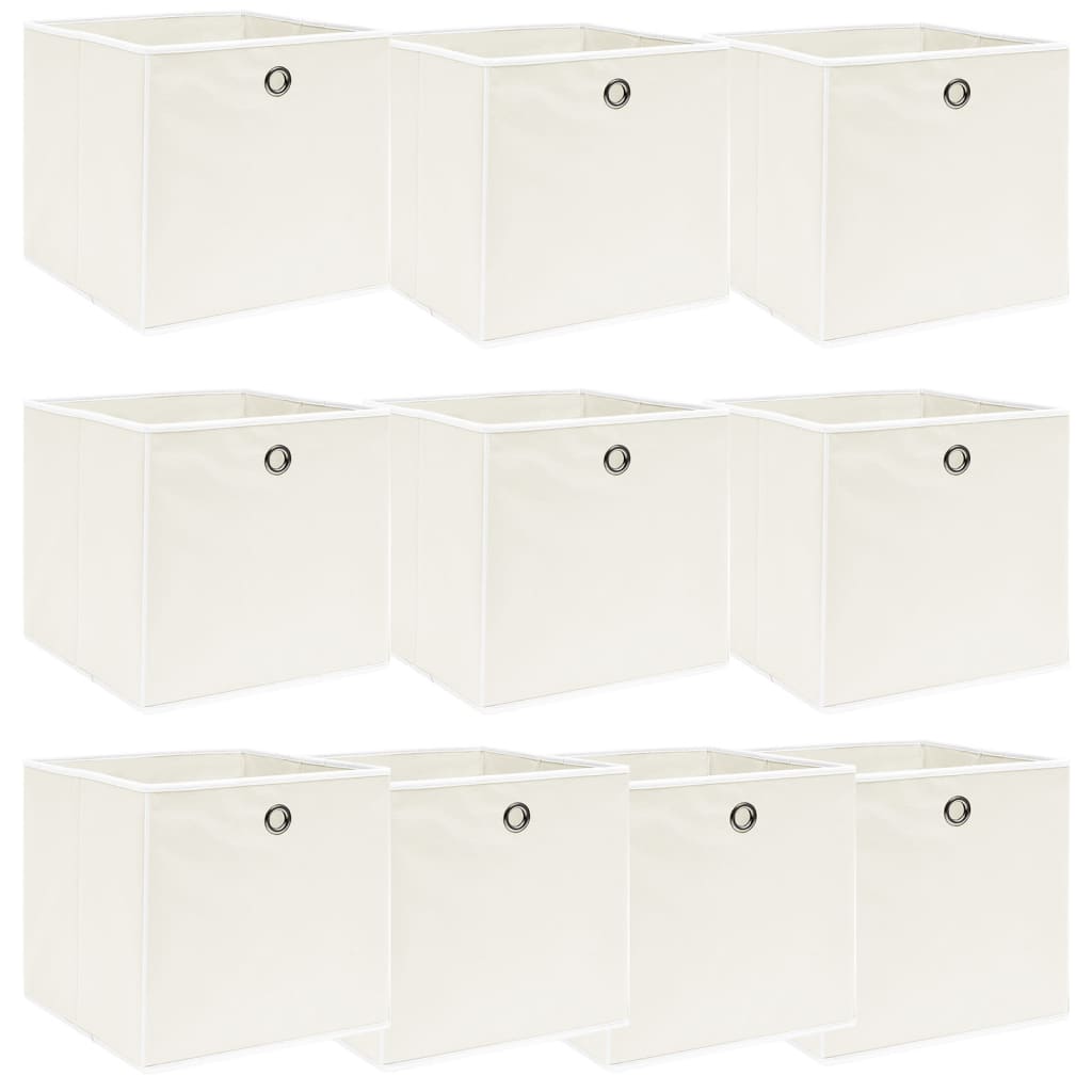 Caixas de arrumação 10 pcs 32x32x32 cm tecido branco