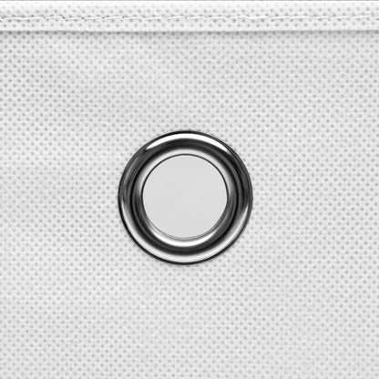 Caixas de arrumação com tampas 10 pcs 32x32x32 cm tecido branco