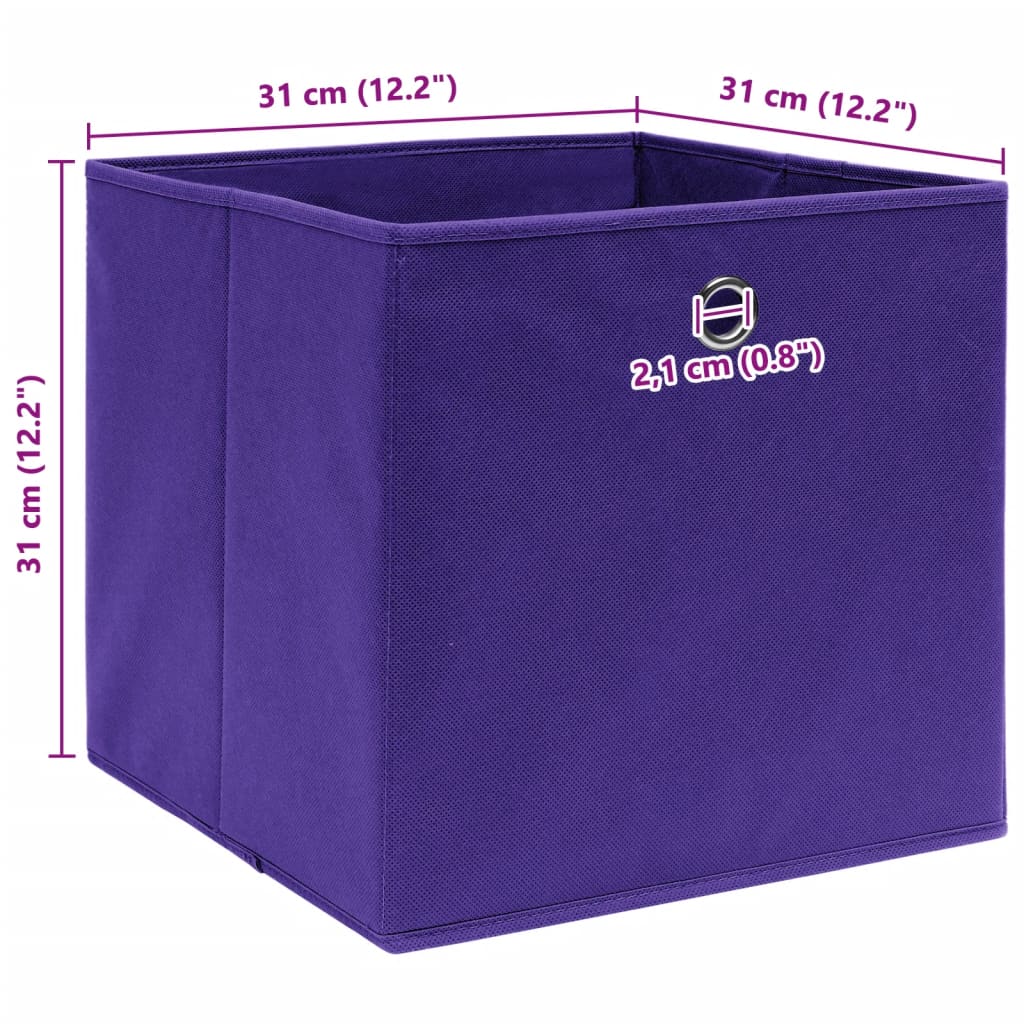 Caixas de arrumação 4 pcs 32x32x32 cm tecido roxo