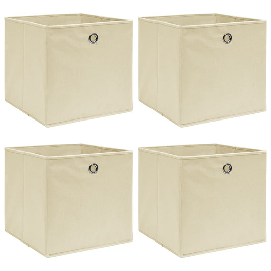 Caixas de arrumação 4 pcs 32x32x32 cm tecido creme
