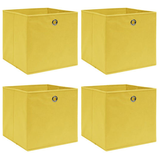 Caixas de arrumação 4 pcs 32x32x32 cm tecido amarelo
