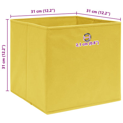 Caixas de arrumação 4 pcs 32x32x32 cm tecido amarelo