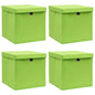 Caixas de arrumação com tampas 4 pcs 32x32x32 cm tecido verde