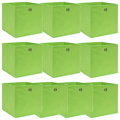 Caixas de arrumação 10 pcs 32x32x32 cm tecido verde