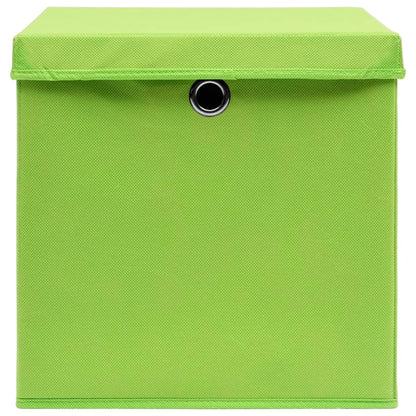 Caixas de arrumação com tampas 10 pcs 32x32x32 cm tecido verde
