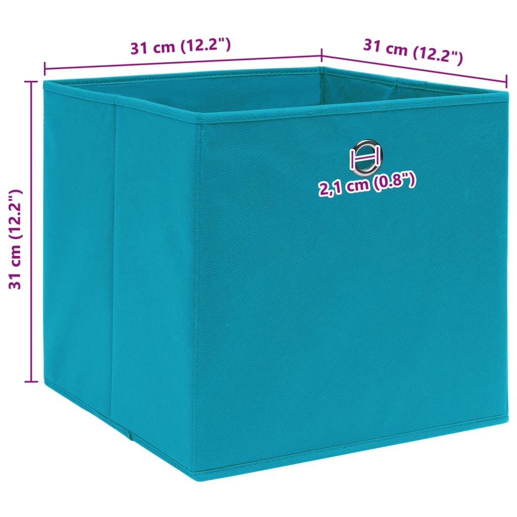 Caixas de arrumação 4 pcs 32x32x32 cm tecido azul-bebé