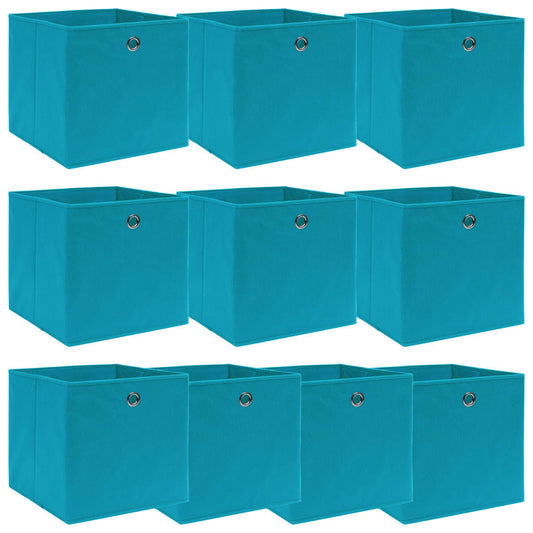 Caixas de arrumação 10 pcs 32x32x32 cm tecido azul-bebé