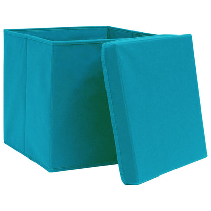 Caixas de arrumação com tampas 10 pcs tecido azul-bebé
