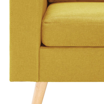 Sofá de 3 lugares com apoio de pés tecido amarelo