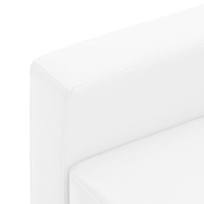 Sofá de 3 lugares com apoio de pés couro artificial branco