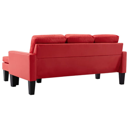 Sofá de 3 lugares c/ apoio de pés couro artificial vermelho
