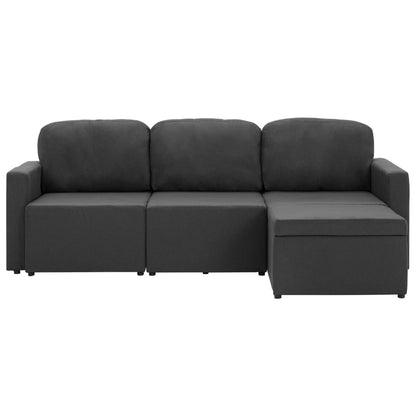 Sofá-cama modular de 3 lugares tecido cinzento-escuro