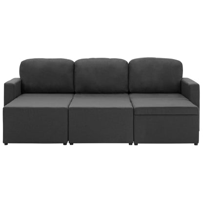 Sofá-cama modular de 3 lugares tecido cinzento-escuro