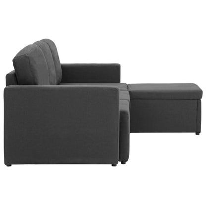 Sofá-cama modular de 3 lugares tecido cinzento-escuro