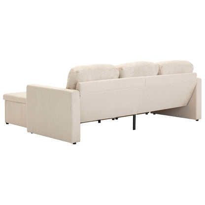 Sofá-cama modular de 3 lugares tecido creme