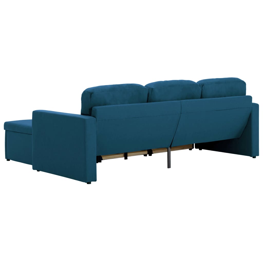 Sofá-cama modular de 3 lugares tecido azul