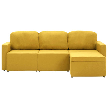 Sofá-cama modular de 3 lugares tecido amarelo