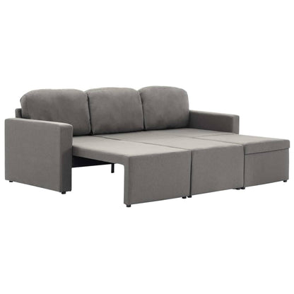 Sofá-cama modular de 3 lugares tecido cinzento-acastanhado