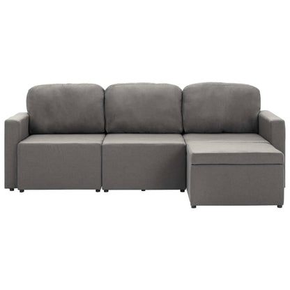 Sofá-cama modular de 3 lugares tecido cinzento-acastanhado