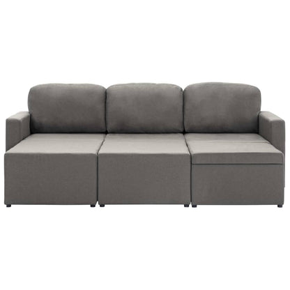 Sofá-cama modular de 3 lugares tecido cinzento-acastanhado