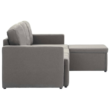 Sofá-cama modular de 3 lugares tecido cinzento-acastanhado